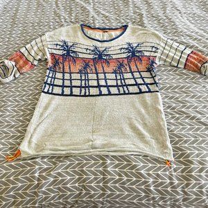 Free People Palm Tree Breeze Sunset Knit Sky Sweater Sz S/P